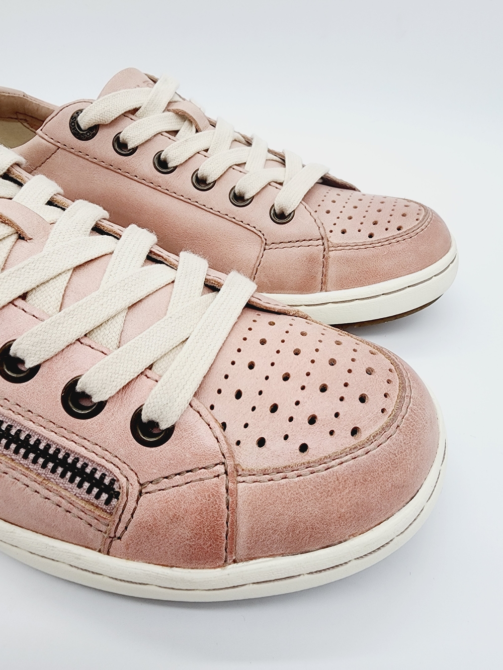 Taos Zipster Leather Sneakers Blush Pink Lace Up Zipper Size 7 - Picture 5 of 16